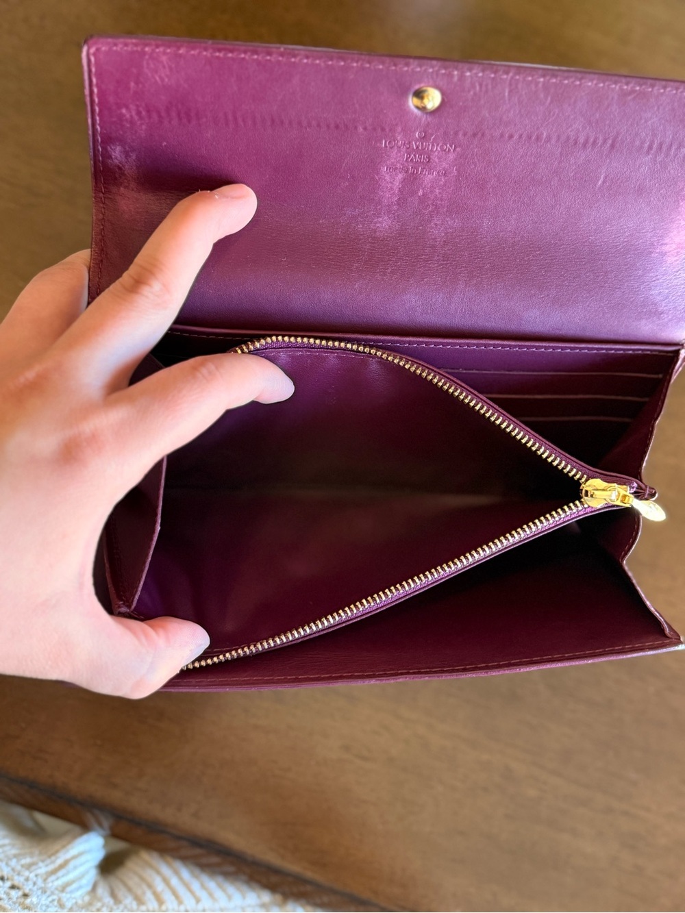 Louis Vuitton Vernis Long Wallet in Deep Burgundy Patent - Picture 5 of 5